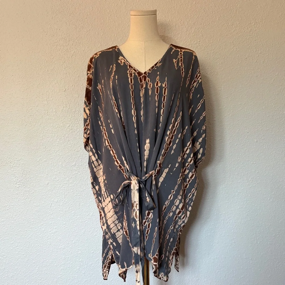 NWT J. Jill Pure Jill Tie Dye Belted Top Stone Multi size Large Tall - Picture 3 of 16
